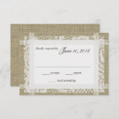 White Lace and Burlap Response-Kaart RSVP Kaartje (Voorkant / Achterkant)
