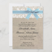 White Lace and Burlap Wedding Invitation - Capri Kaart (Voorkant)