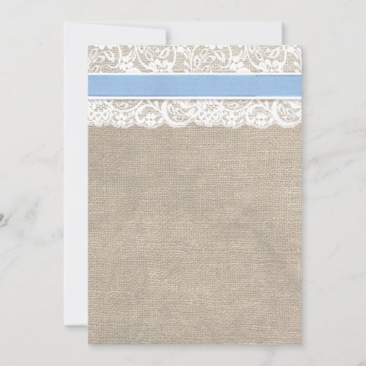 White Lace and Burlap Wedding Invitation - Capri Kaart (Achterkant)