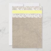 White Lace and Burlap Wedding Invitation- Yellow Kaart (Achterkant)