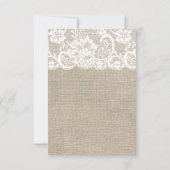 White Lace and Burlap Wedding RSVP Card (Achterkant)