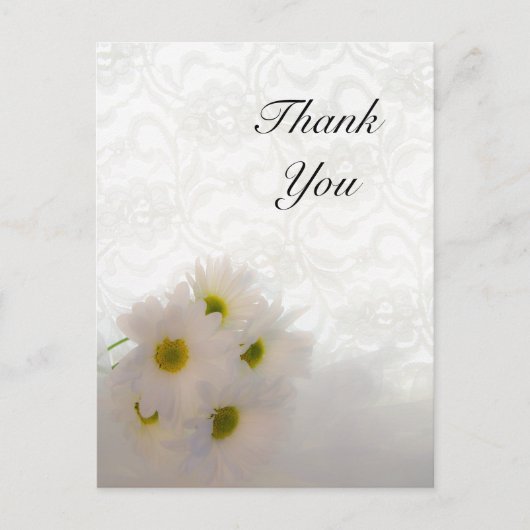 White Lace and Daisies Wedding Bedankt Opmerking Briefkaart (Voorkant)
