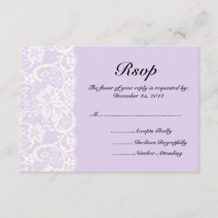 White Lace and Lila Wedding RSVP Card