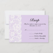 White Lace and Lila Wedding RSVP Card (Voorkant)