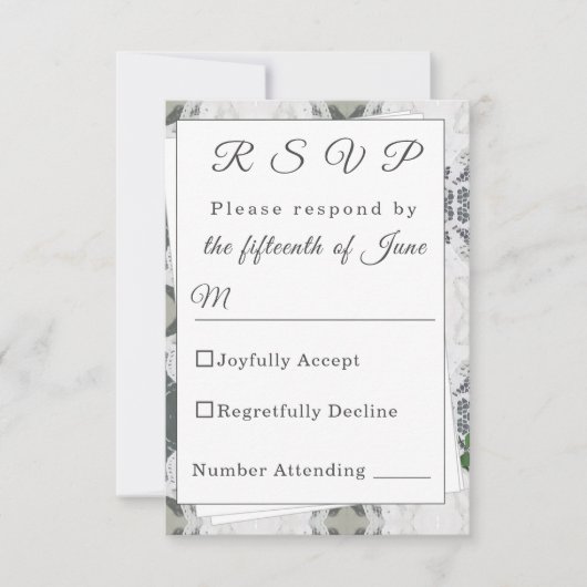 White Lace and Roos Leaves Response Kaart (Voorkant)