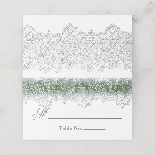 White Lace & Babies Breath Wedding Place Card Plaatskaartje (Buitenkant ongevouwen)