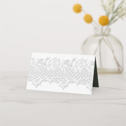 White Lace & Babies Breath Wedding Place Card Plaatskaartje (Achterkant)