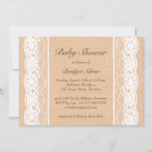 White Lace Baby shower Invitation Kaart (Voorkant)