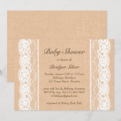 White Lace Baby shower Invitation Kaart (Voorkant / Achterkant)