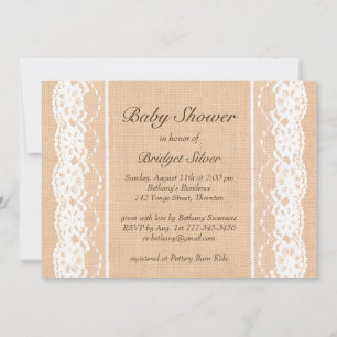 White  Lace Baby shower Invitation Kaart