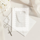 White Lace Baptism Acryl Uitnodigingen