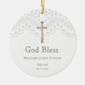 White Lace Baptism Keepomwille Keramisch Ornament (Voorkant)