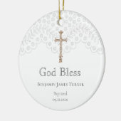 White Lace Baptism Keepomwille Keramisch Ornament (Links)