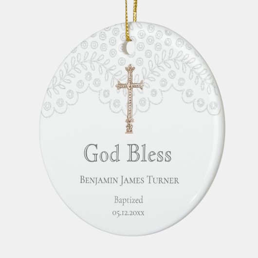 White Lace Baptism Keepomwille Keramisch Ornament (Links)