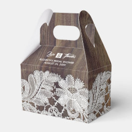 White Lace | Barn Wood Vrijgezellenfeest Favor Box Bedankdoosjes