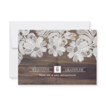 White Lace | Barn Wood Weddenschap Bedankt kaarten