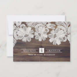 White Lace | Barn Wood Weddenschap Bedankt kaarten