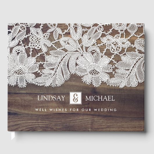 White Lace | Barn Wood Wedding Gastenboek (Voorkant)