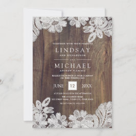 White Lace | Barn Wood Wedding Kaart