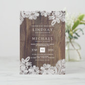 White Lace | Barn Wood Wedding Kaart (Staand voorkant)