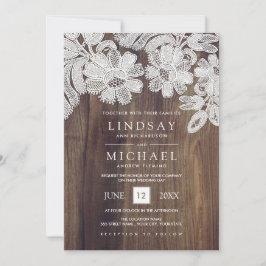White Lace | Barn Wood Wedding Kaart