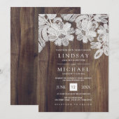 White Lace | Barn Wood Wedding Kaart (Voorkant / Achterkant)