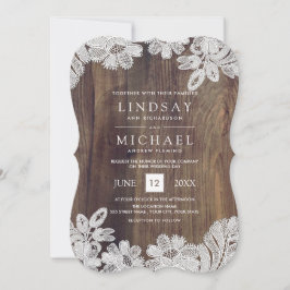 White Lace | Barn Wood Wedding Kaart