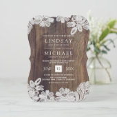 White Lace | Barn Wood Wedding Kaart (Staand voorkant)