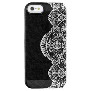 White  Lace Black Damaskers Doorzichtig iPhone SE/5/5s Hoesje