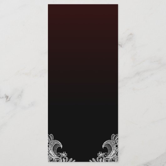 White Lace Black en Burgundy Wedding Menu (Achterkant)