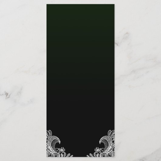 White Lace Black en Green Wedding Menu (Achterkant)