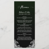 White Lace Black en Green Wedding Menu (Voorkant)
