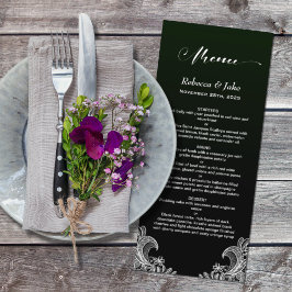 White Lace Black en Green Wedding Menu