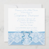 White Lace Blue Satin Het is een Boy Baby shower Kaart (Achterkant)