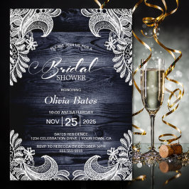 White Lace Blue Wood Vrijgezellenfeest Kaart