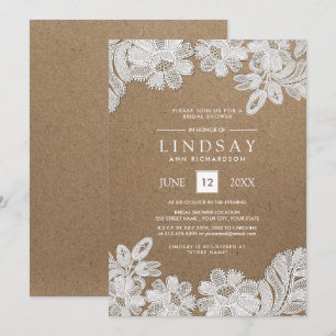 White Lace   Bridal-schoeisel met kraftpapier Kaart