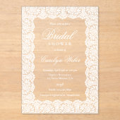 White Lace Bridal Shower Acryl Uitnodigingen (Voorkant)