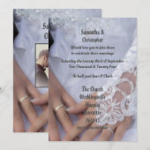 White lace brides bruiloft jurk foto uitnodiging (Voorkant / Achterkant)