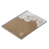 White Lace & Brown Rustic Chic Elegant Notitieboek (Linkerzijde)