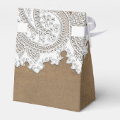 White Lace & Brown Rustic Chic Elegant Wedding Bedankdoosjes (Achterkant)