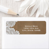 White Lace & Brown Rustic Chic Elegant Wedding Etiket (Insitu)