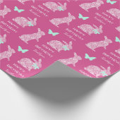 White Lace Bunny Easter Birthday Cadeaupapier (Hoek)