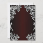 White Lace Burgundy Wedding After Party Kaart (Achterkant)