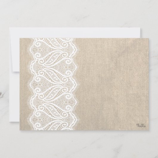 White Lace & Burlap 50th Birthday Party Invite Kaart (Achterkant)