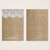 White Lace Burlap Earring Holder Jewelry Display Visitekaartjes (Voorkant /achterkant)
