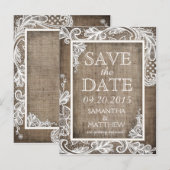 White Lace Burlap Modern Gothic Save the Date Aankondigingskaart (Voorkant / Achterkant)