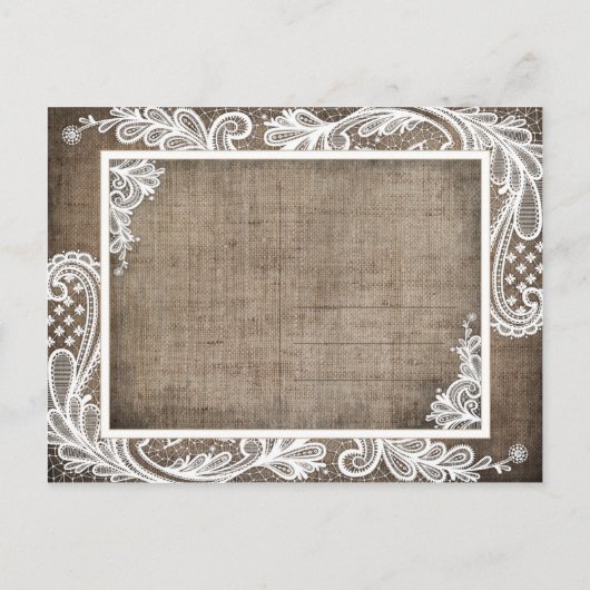 White Lace Burlap Modern Gothic Save the Date Aankondigingskaart (Achterkant)