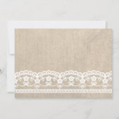 White Lace & Burlap Vrijgezellenfeest Party Invite Kaart (Achterkant)