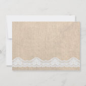 White Lace & Burlap Vrijgezellenfeest Party Invite Kaart (Achterkant)