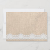 White Lace & Burlap Vrijgezellenfeest Party Invite Kaart (Achterkant)